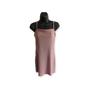 LOTTIE MOSS Knit Ribbed Sleeveless Brown Mini Dress Size Small